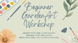 poster for beginner garden art workshop